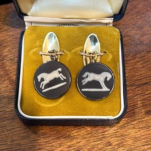 Antique Gold plate Wedgwood horse cufflinks